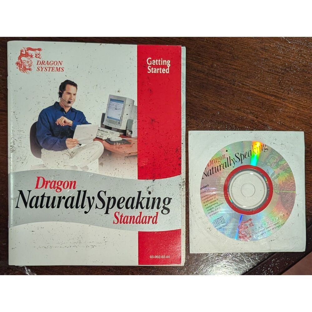 Dragon NaturallySpeaking Standard • Sealed 1997–1998 CD & Manual Set